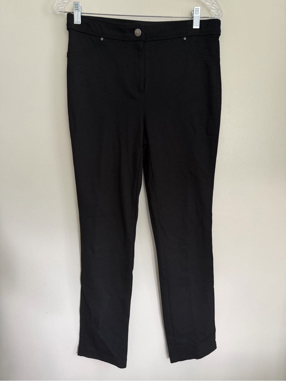 CHICO'S Black Knit Casual Travel Straight Pants - Women's Size 0 Short (Small)